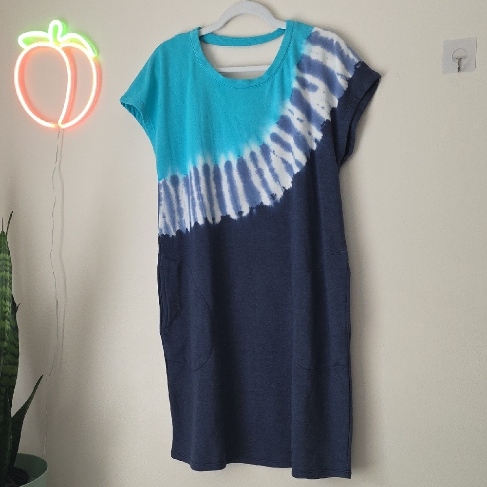 Blue and White Tie-Dye Dress 14-16